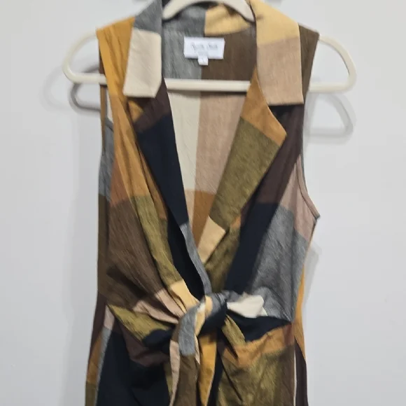 Rujuta Sheth Emily Maxi Dress Marni Chex with Front Tie Size Large - Picture 4 of 8